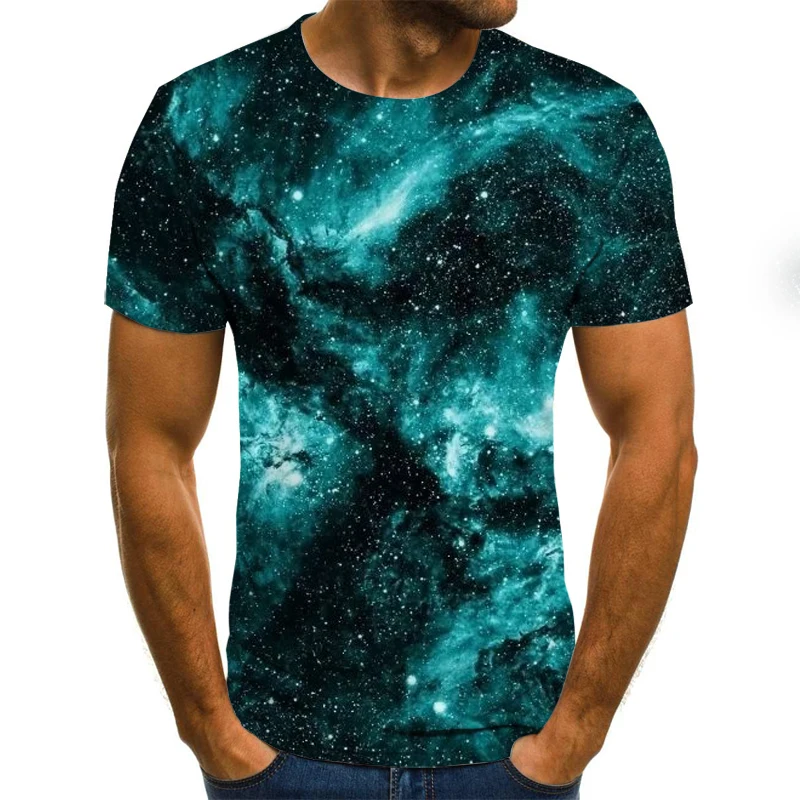 

2020 new fashion men's T-shirt beautiful starry sky tops 3D printed short sleeve summer round neck shirt trendy streetwear