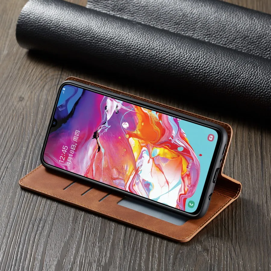 Кожаный флип-чехол A50 A10 A60 A70 A40 A30 A20 A80 A90 Магнитный чехол для Samsung S9 S8 S10 J4 J6 Plus A7 A8 2018