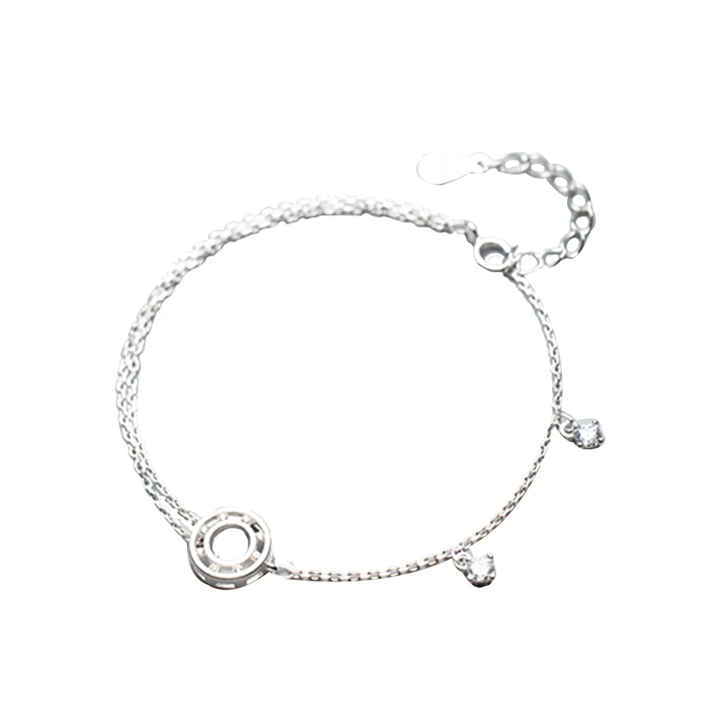 Real 925 Sterling Silver Personality Double Layer Round Bearing Bracelet Trendy Fine Jewelry For Women Party Accessories