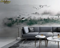 beibehang 3d wallpaper mural minimalist nordic style flying bird fog pine forest cloud tv background wall papel de pared