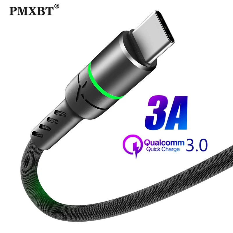 LED 3A USB Type C кабель для Samsung S9 S8 Быстрая зарядка 3 0 Мобильный телефон провод
