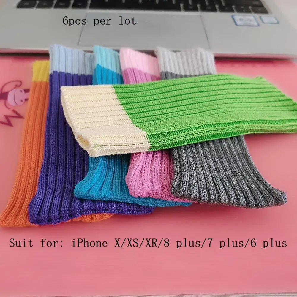 6 шт. в партии красочный шерстяной вязаный чехол для iphonee XS/XR/X /8 plus/ 7 plus/6 plus|Сумки и