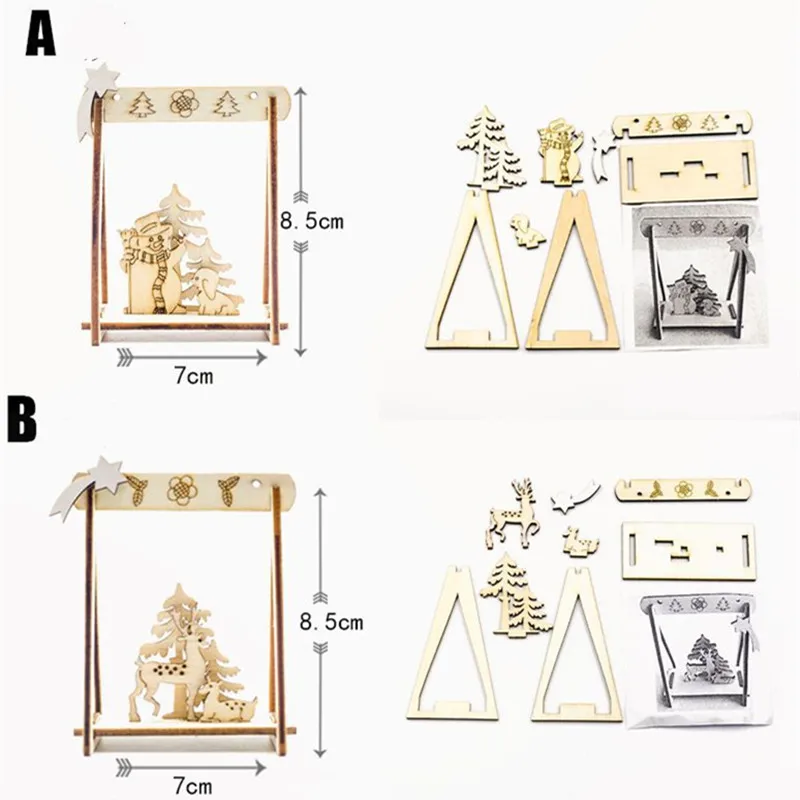 Рождественские украшения 3D олень Санта снеговик деревянные DIY ремесла новый год