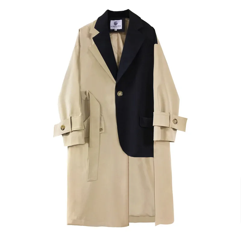 Весенне-осенний длинный Тренч женское неравномерное тонкое ветровка свободное