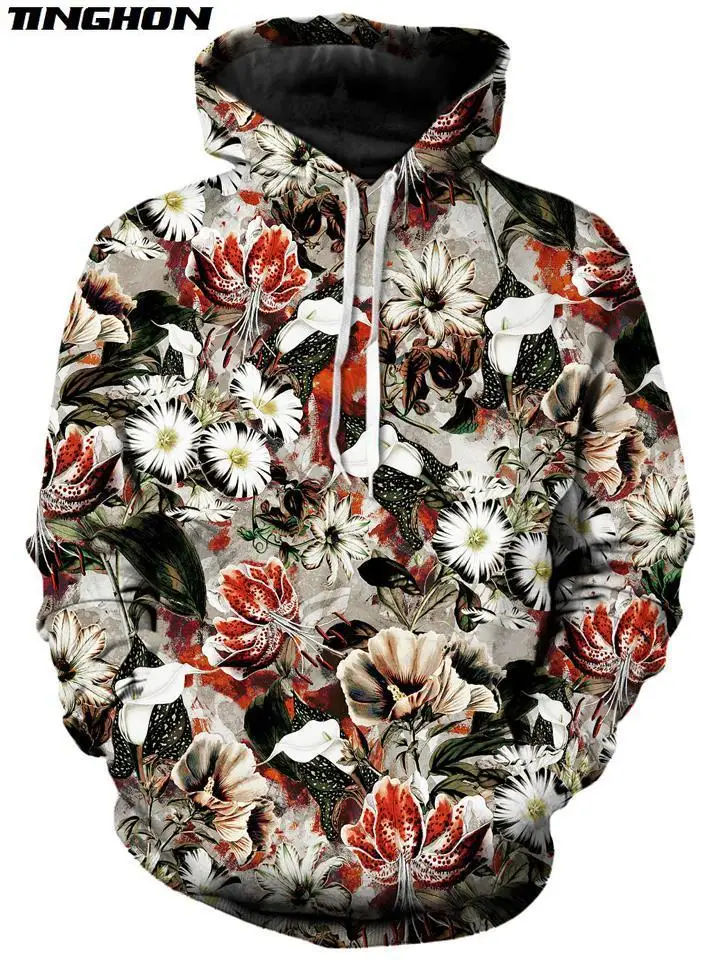 XS-7XL новые модные мужские толстовки в стиле ретро с рисунком роз/пионов/хризантем