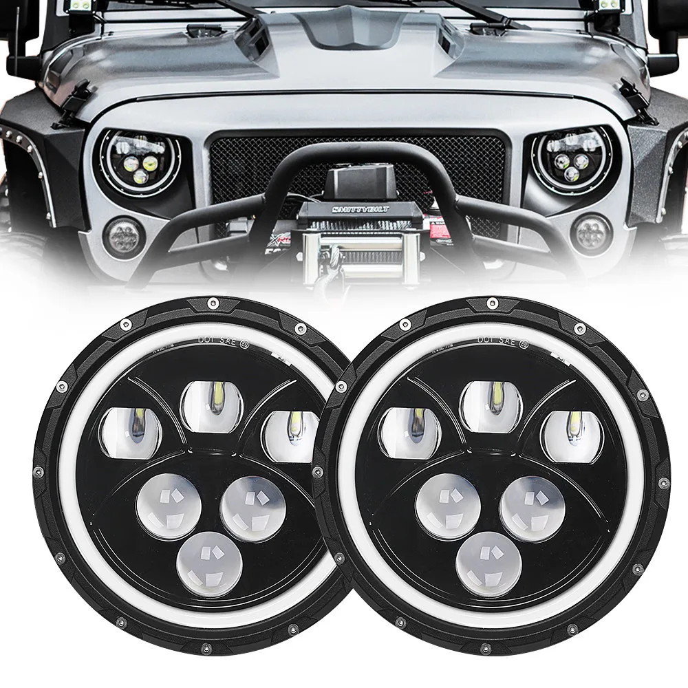 

Daytime Running Lights 60W Car Led 7inch Accessories Angel Eyes headlamp H4 Led Headlight For Lada Niva 4X4 Uaz Hunter Hummer