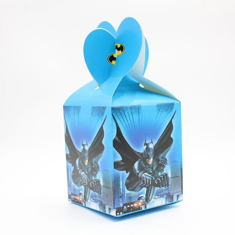 Candy box-6pcs Одноразовая посуда набор бумажных тарелок Бэтмен номер фольги воздушный шар День Рождения украшения дети мальчик пользу Бэтмен вечерние принадлежности - Цвет: Candy box-6pcs