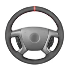 Рука Шить черная замша красный маркер чехол рулевого колеса автомобиля для Chevrolet Captiva Daewoo Winstorm Silverado 2007-2013 GMC Сьерра