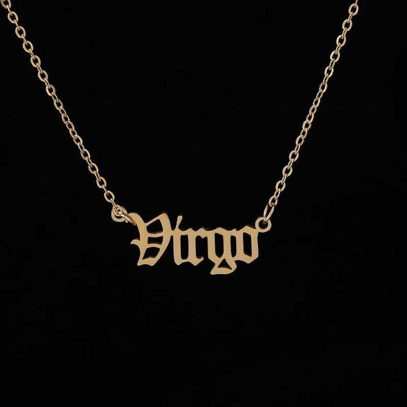 Ожерелье из нержавеющей стали с надписью зодиака Скорпион Козерог рыбы Овен