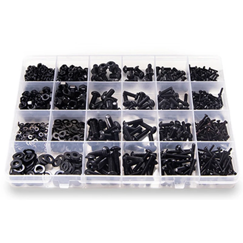 1060Pcs M2 M3 M4 M5 Screw Steel Screws Bolts and Nuts Washers Assortment Kit with Storage Box | Обустройство дома
