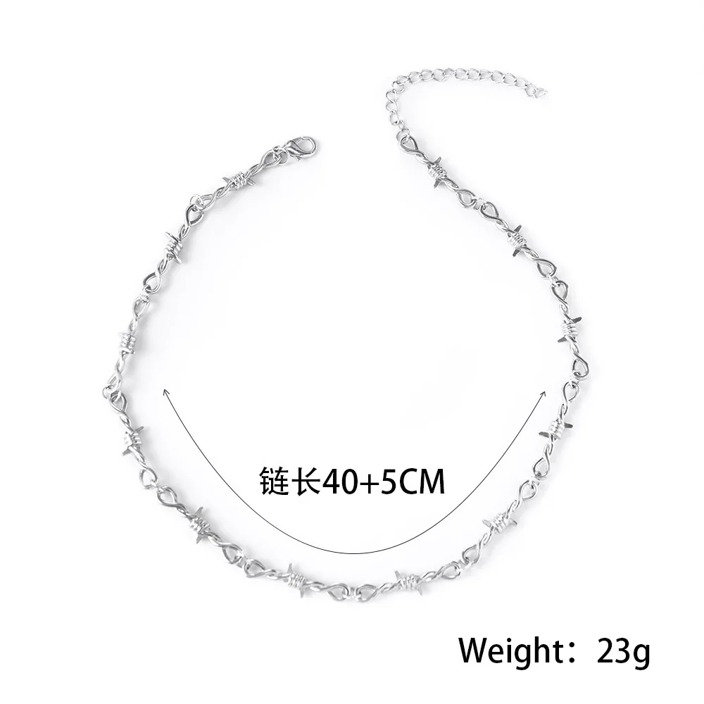 

Ожерелье-чокер из небольшой проволоки, металлические ожерелья унисекс в стиле хип-хоп, готика, панк, колючая проволока, маленькие бриллиант...