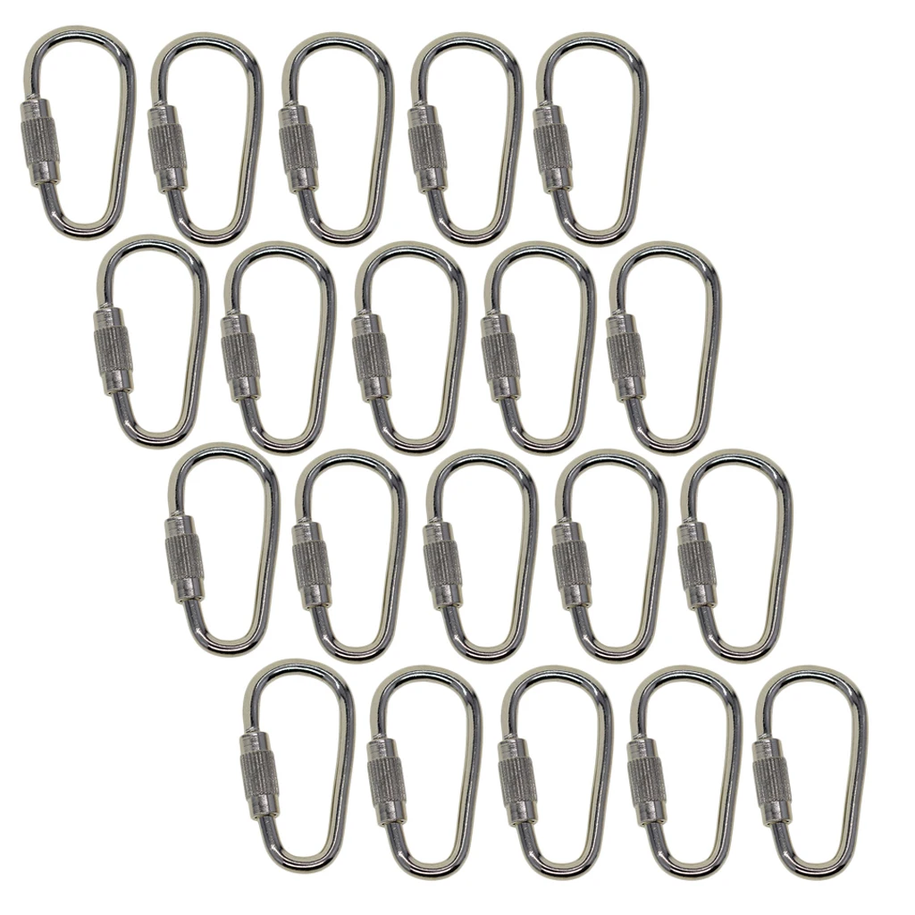 

20 шт., стальной карабин с винтовым замком