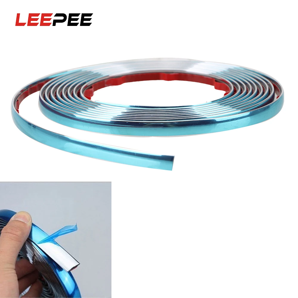 LEEPEE Автомобильная Боковая дверь хромированная полоса самоклеящаяся Серебристая