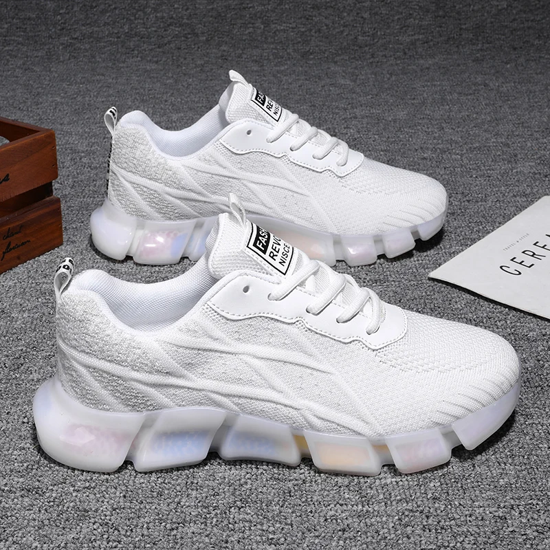 

Sneaker Man Casual Shoe Men's Fashion Sneakers Trend Shoes Male Men Sports Casual Light Breathable Black Solid White Knitting
