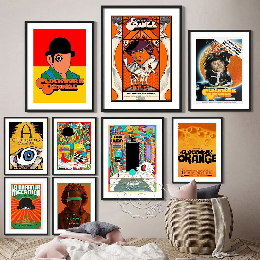 

A Clockwork Orange Classic Movie Art Print Poster, Vintage Abstract Illustration Wall Stickers, Retro Canvas Painting Home Decor