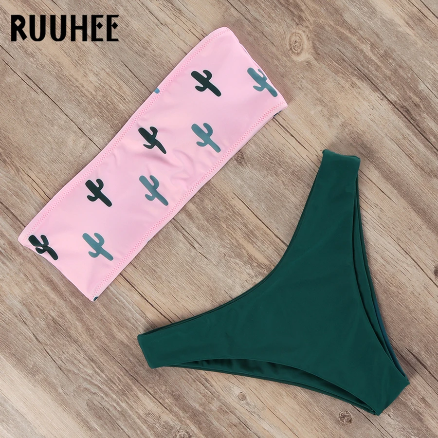 RUUHEE, черный купальник бикини, сексуальный купальник для женщин,, бандо, бразильский комплект бикини, купальный костюм, летний купальник, пляжная одежда