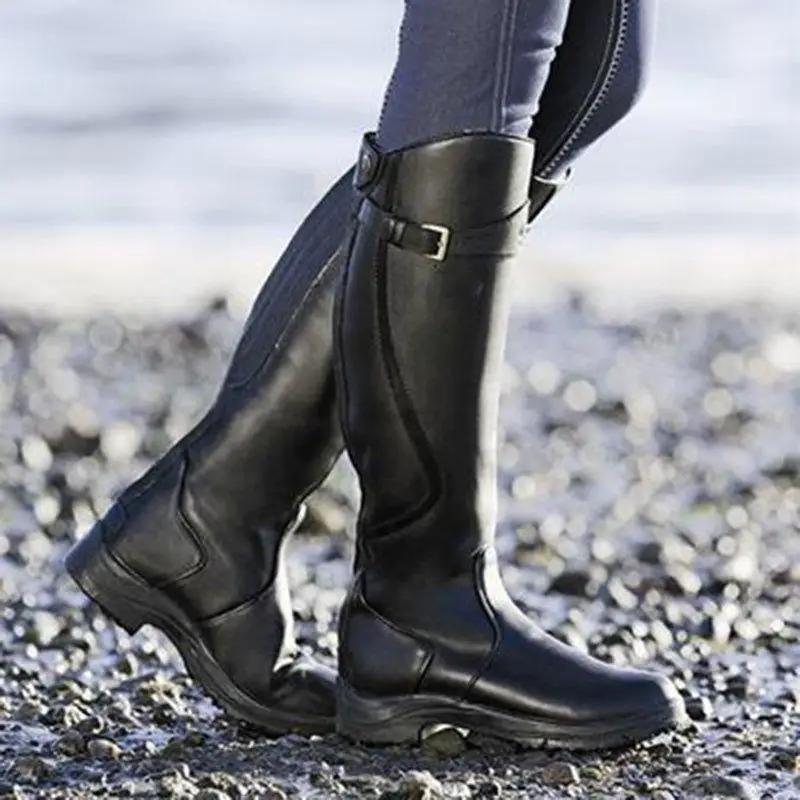 

New Women Boots Pu Leather Zipper Retro Casual Womans Booties Gladiator Low Heel Shoes Ladies Fashion Botas Mujer Invierno