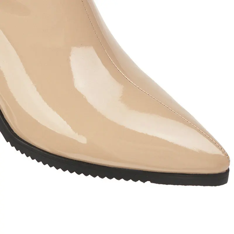 Женские ботильоны из лакированной искусственной кожи черные винные красные