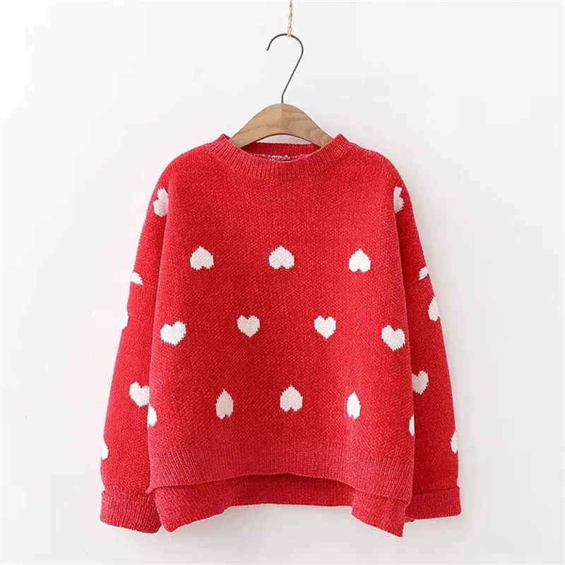 Artguy Winter Women Fashion Long Sleeve Sweet Heart O Neck Pullovers Knitted Sweaters Loose Jumper Sweater Xmas Knitwear Tops | Женская