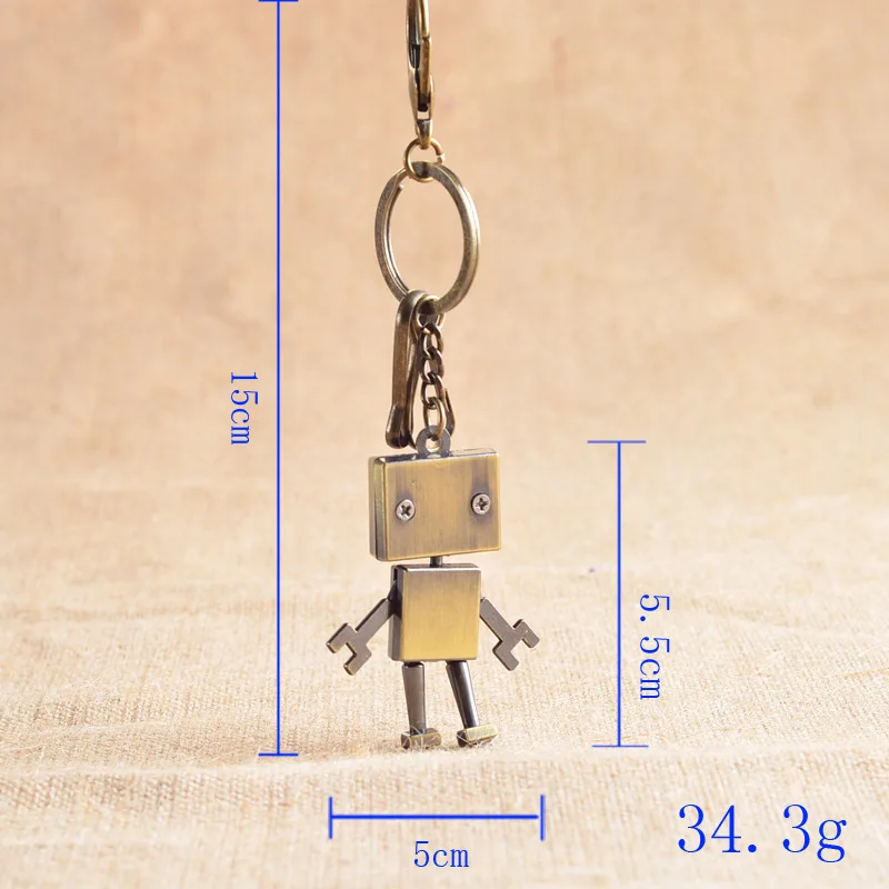 

[Funny] 30pcs/lot Collection Retro robot model Pendant keychain Action Toy Metal Figures car key chain phone Keyring key Holder