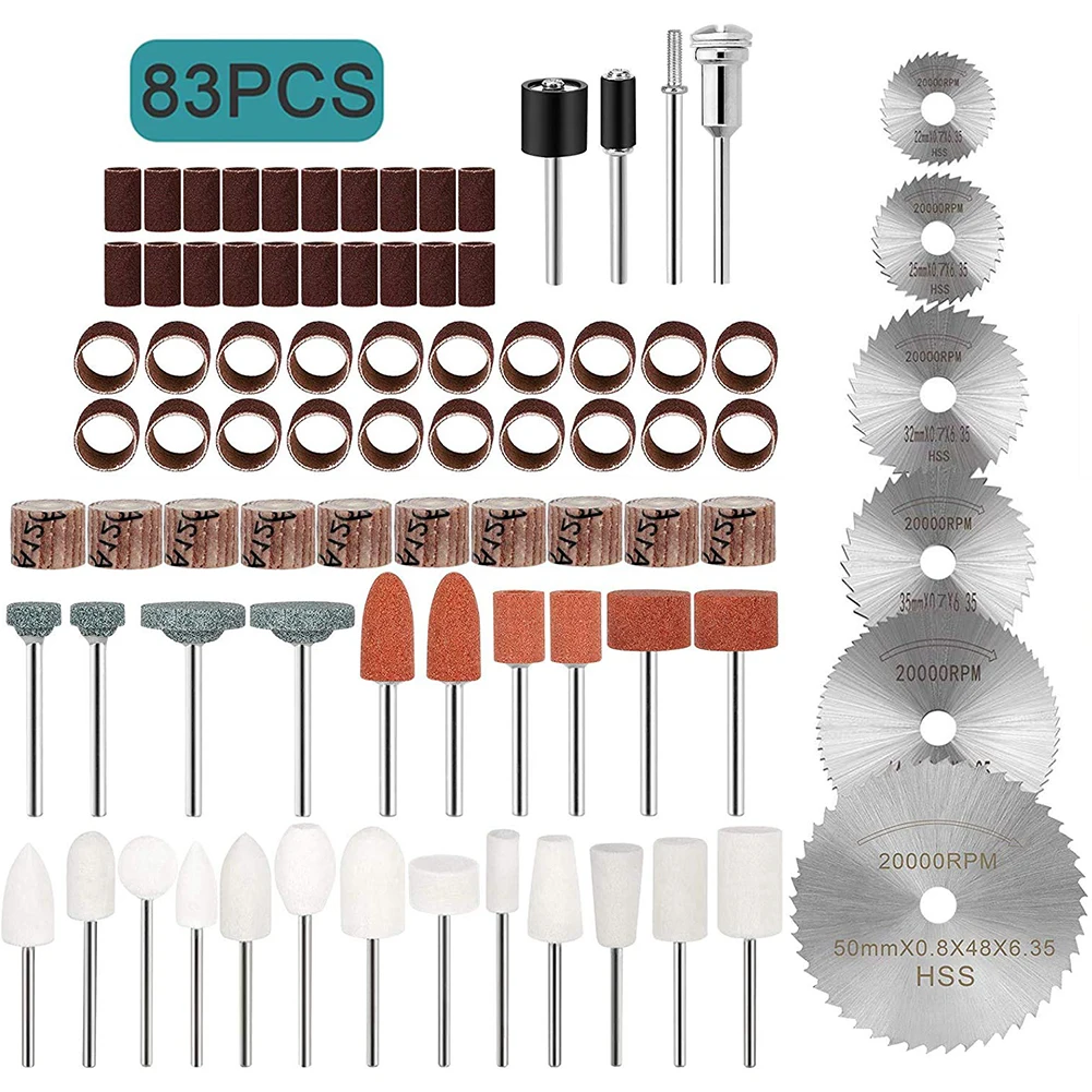 

83pcs Engraving Electric Rotary Tool Accessory Set Grinder Head For Dremel Sanding Grinding Polishing Cutting Bit Multi-Tool