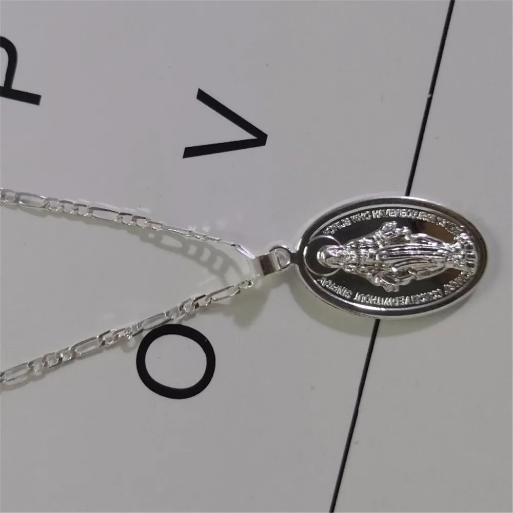 Золотистый медальон с монетами Девы Марии для женщин и мужчин длинное ожерелье