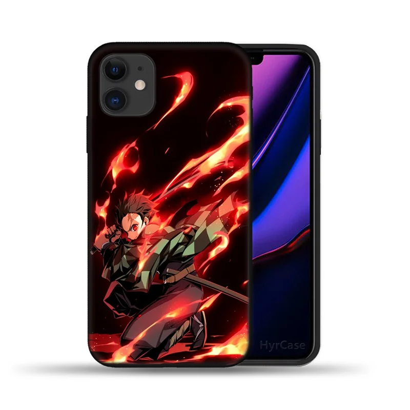 iphone 7 phone cases Demon Slayer Japan Anime Phone Case For iPhone 11 12 Pro Max X XS XR 6 6S 7 8 Plus 5S SE 2020 12Pro 12Mini Black Silicone Cover iphone 8 plus wallet case