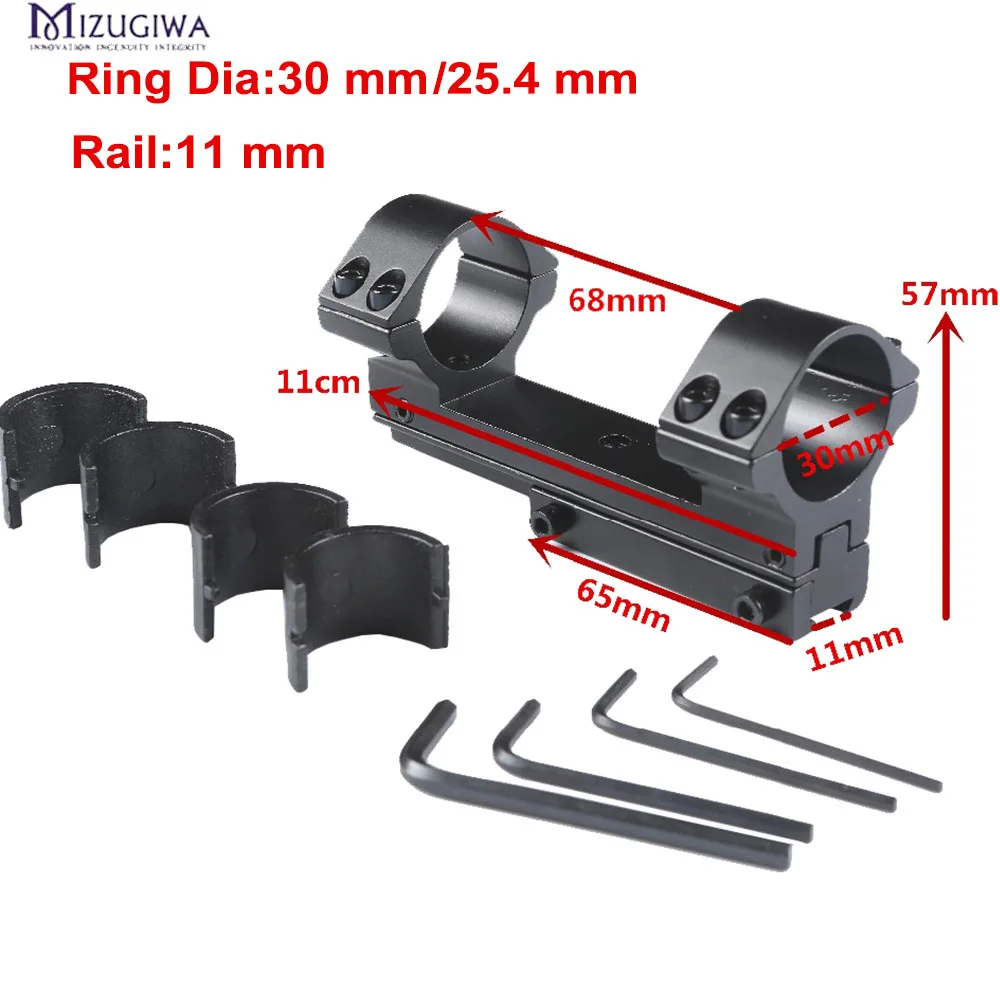 Rail11mm Ring30mm MIZUGIWA Тактический цельный плоский Топ 30 мм двойное кольцо выше профиля прицела 20 мм рис Рельс Пикатинни для пневматической винтовки - Цвет: Rail11mm Ring30mm