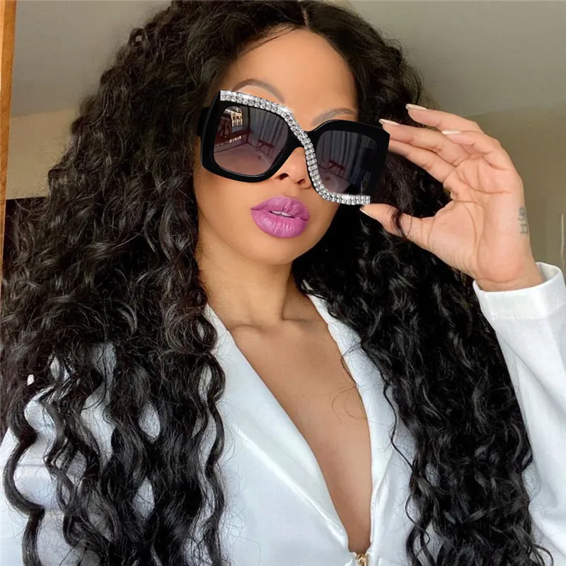

Fashion Trend Square Rhinestone Sunglasses Men Women 2021 Personalized Vintage Unique Diamond Sun Glasses Shades Girl Oversized