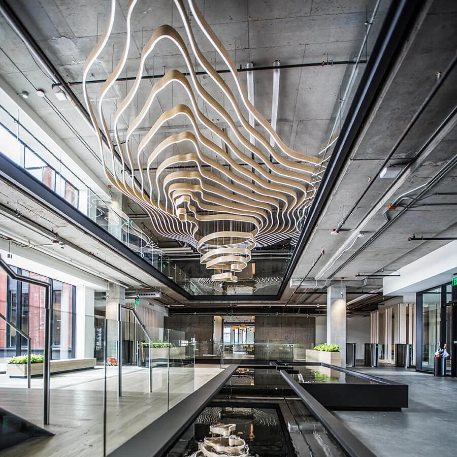 Деревянные цветные горные диапазоны Контурные линии дизайн большие подвесные