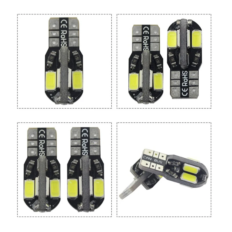 1 шт. автомобильная светодиодная лампа T10 Canbus 5730 8SMD12V с боковым клином белый свет