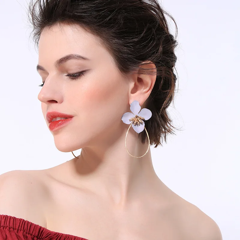 Модные Серьги длинные преувеличенные цветочные серьги женские европейский и