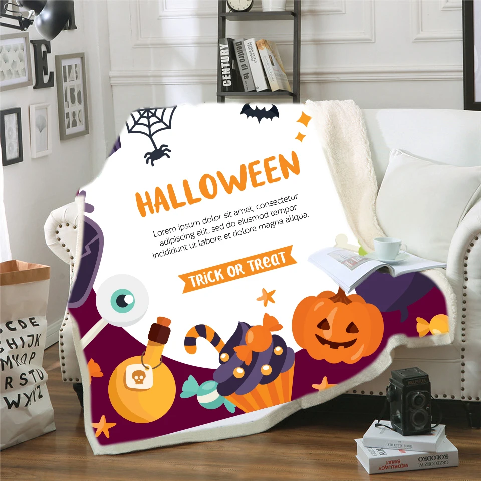 Хэллоуин плюшевые пледы Одеяло для взрослых из ткани шерпа дизайн покрывало