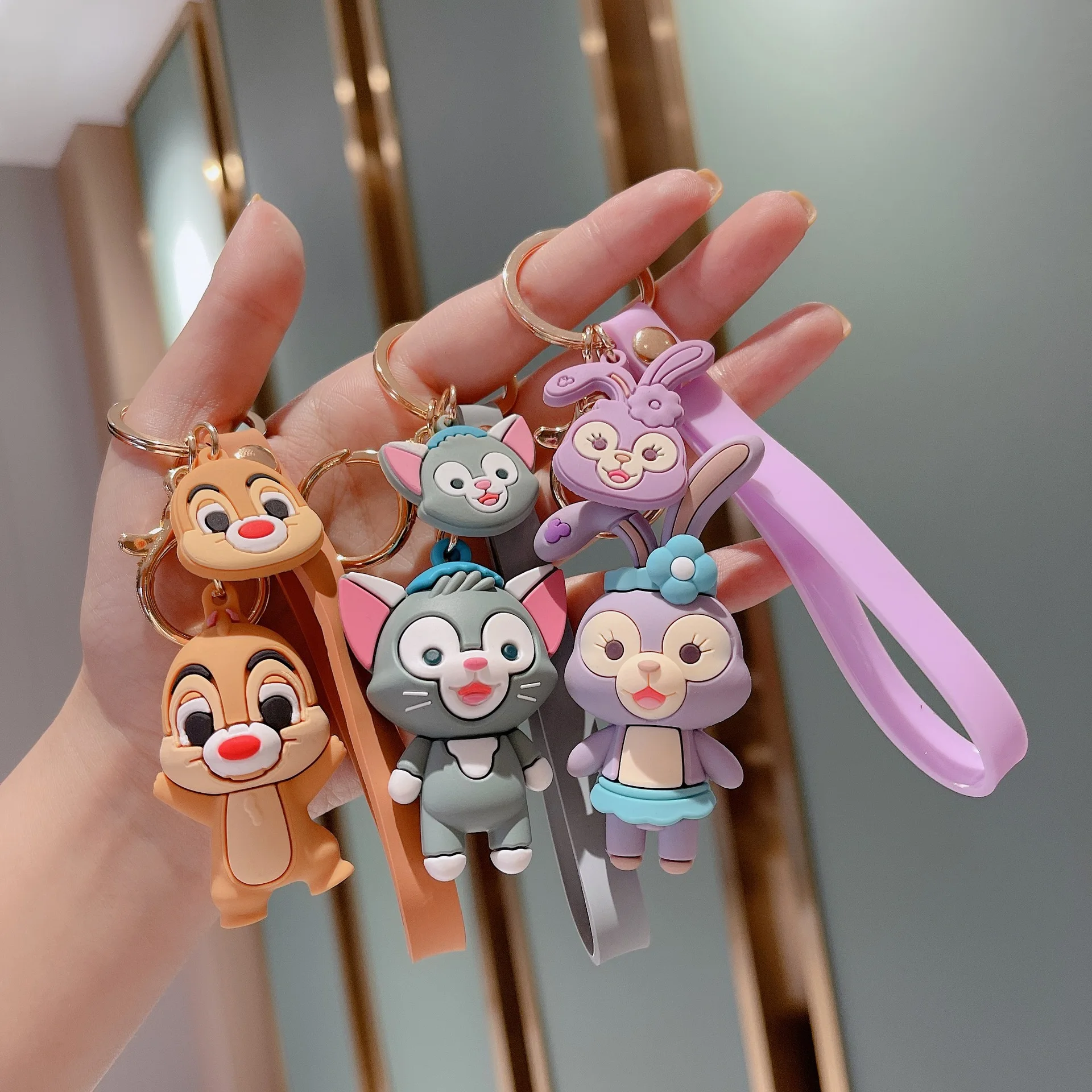 

Sweet Disney Keychain Toys for Chikdren Cartoon Star Delu Keychain Bag Pendant Key Chain Women Keychains for Backpacks Girls Toy