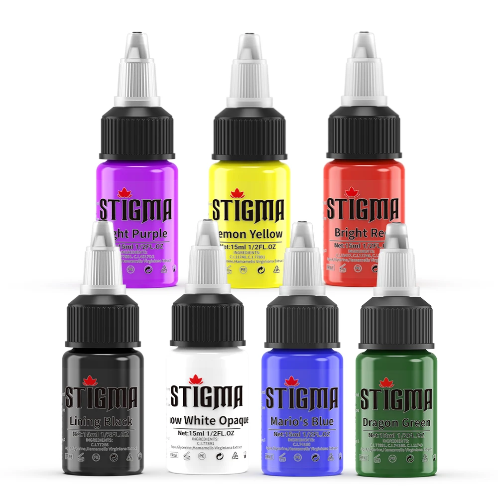 

STIGMA® New design7 Basic Colors Tattoo Ink Set Pigment Kit (15ml) Professional Tattoo Supply