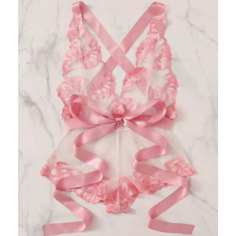 Розовый комплект нижнего белья женские кружевные комплекты с вышивкой без