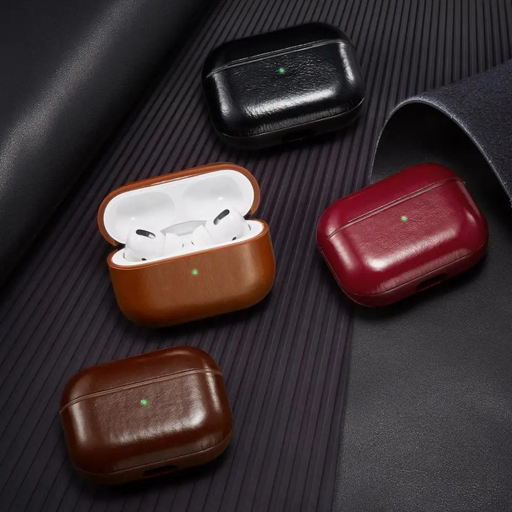 

Luxury Bluetooth Box Protective Cover For Apple AirPods Pro 3 Cowhide Headphones Cases Leather Wireless Earphone Case