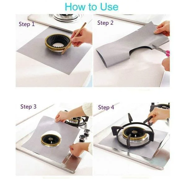 

4pcs/set Gas Stove Protector Cooker cover liner Clean Mat Pad Kitchen Gas Stove Stovetop Protector Kitchen Accessories