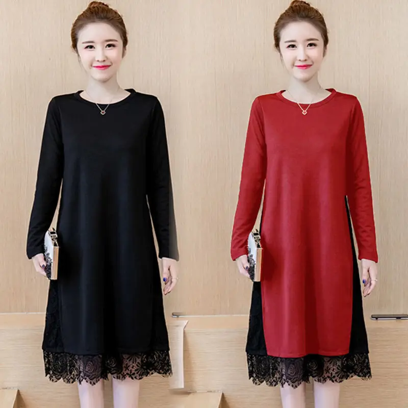 

Large Size Dress Women's Autumn Mid-Length Dress Loose Overknee Woman Dresses Vestido De Mujer Femme Robe