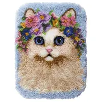 Latch Hook Kits Rug Cat 3D Pattern Preprinted Canvas Crochet Needlework Crafts Floor DIY Latch Kits for Adults/Kids