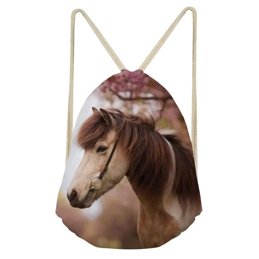 Женский дорожный рюкзак HaoYun на шнурке с принтом цветов лошадей пляжных туфель