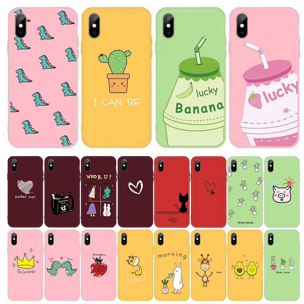 Чехол для телефона из ТПУ с рисунком iPhone 6 6S 8 7 Plus 5 цветов X XR XS Max чехол iPhone6S милым