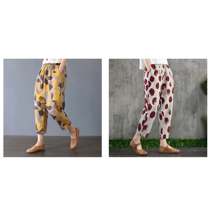 

Женские Ретро брюки Harlan, свободные штаны в стиле ретро, красные, размер L и желтый, Размер 4XL, 2 шт.