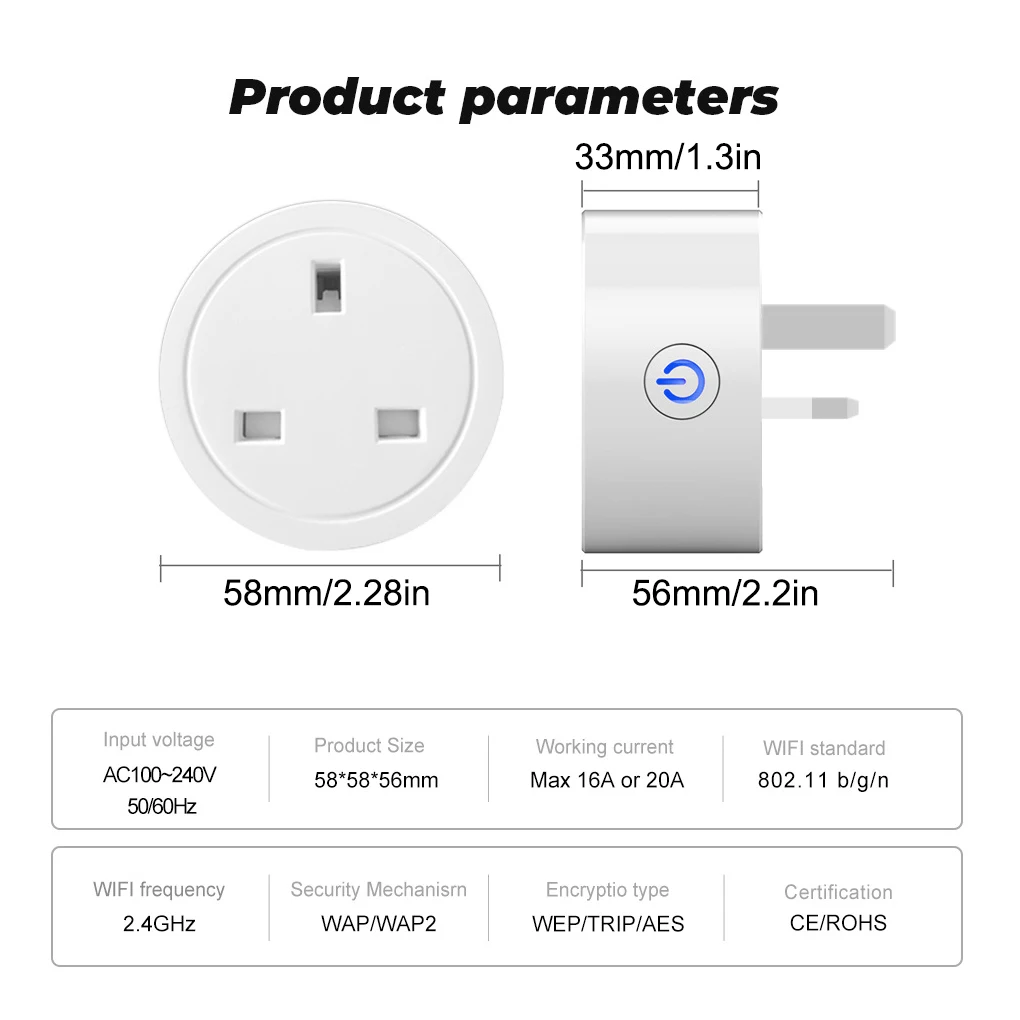 WiFi Smart Plug Bluetooth-compatible Wireless Remote Control Power Socket for Water Heater Air Conditioner UK 16A | Умный дом