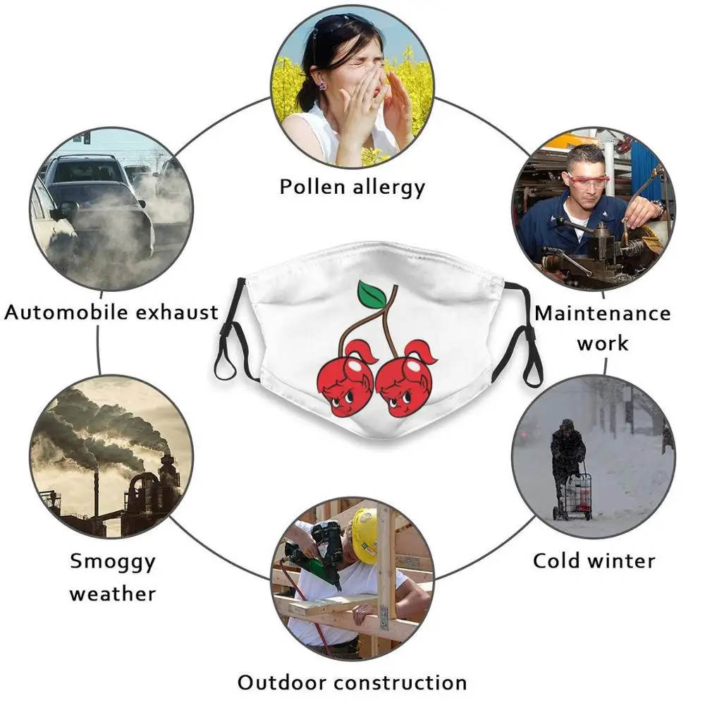 Маска для лица многоразовая с фильтром Pm2.933 и забавным принтом Вишневый Демон |