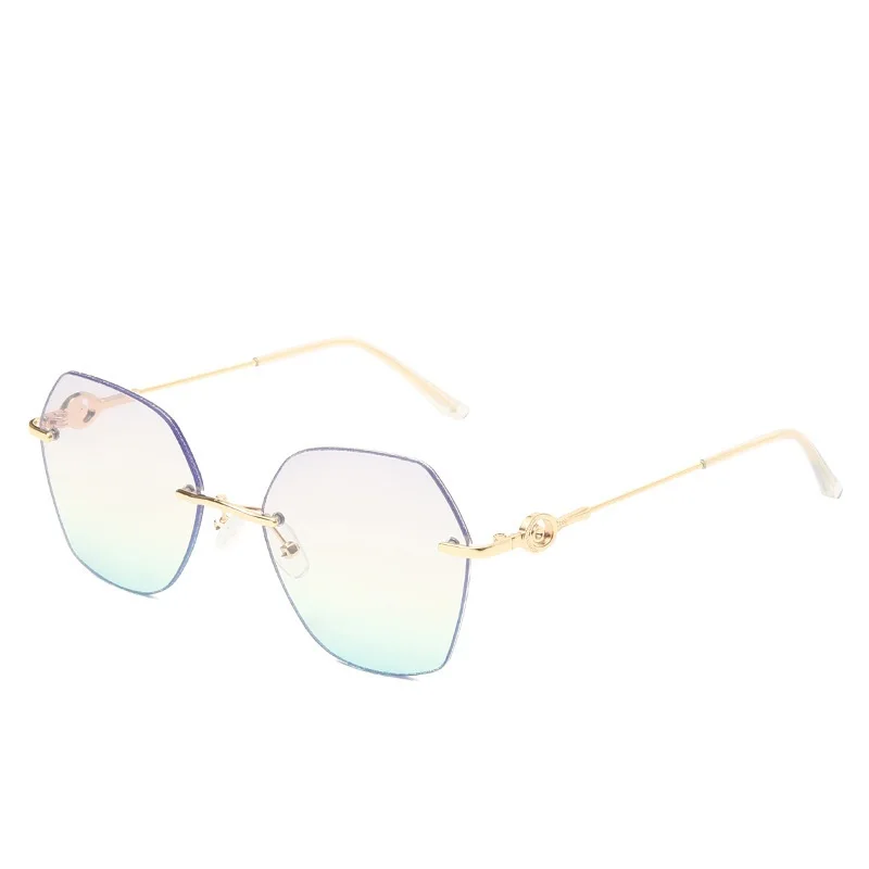 

Rimless Sunglasses Woman 2020 Transparent Ocean Lens Polygon Sun Glasses Man Blue Light Blocking Spectacle Vintage Oculos De Sol