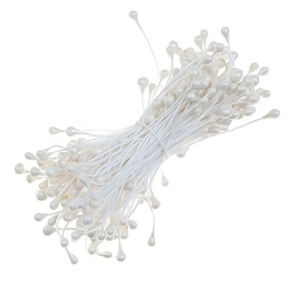 

170pcs Double-Tipped Pearl Floral Flower Buds Stamens for Flower Making (White)