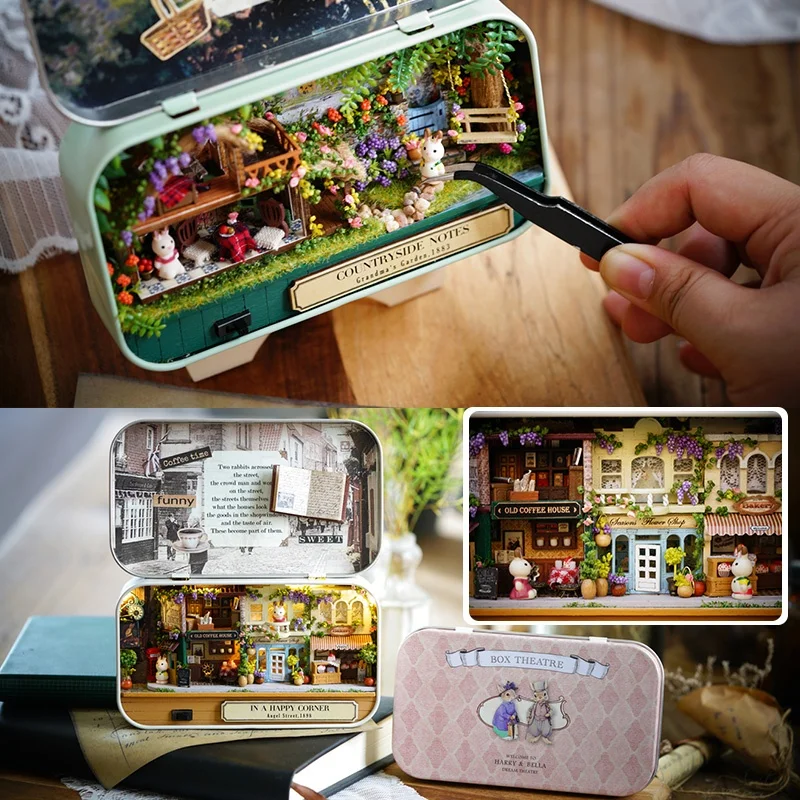 

Box Theatre Dollhouse Furniture Miniature Toy DIY Miniature Doll House Furnitures LED Light Toys For Children Birthday Gift