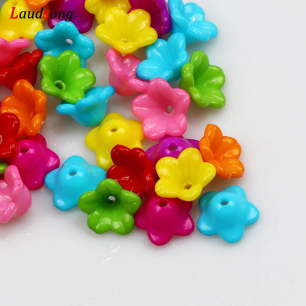 50Pcs 12mm Mixed Color Morning Glory Acrylic Flower Spacer Beads For Jewelry Making Necklace Bracelet DIY Accessories | Украшения и
