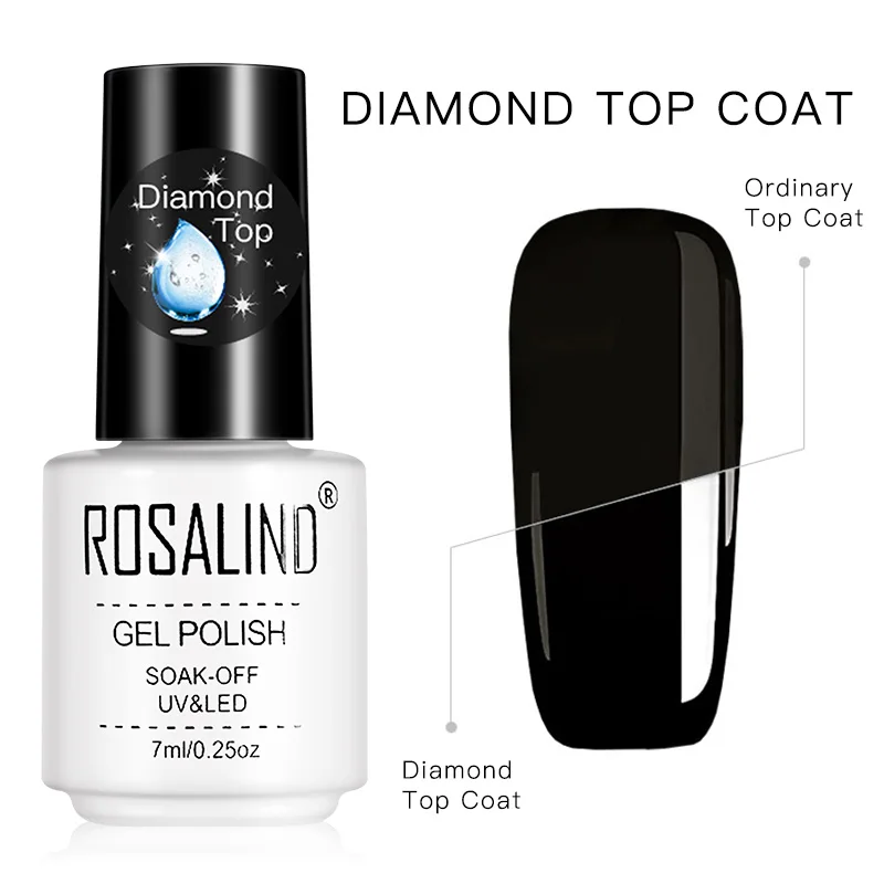 Diamond Top ROSALIND матовый Гель-лак для ногтей, УФ светодиодный, лампа для маникюра, для ногтей, полуперманентный, 7 мл, Гель-лак, Базовое покрытие - Цвет: Diamond Top